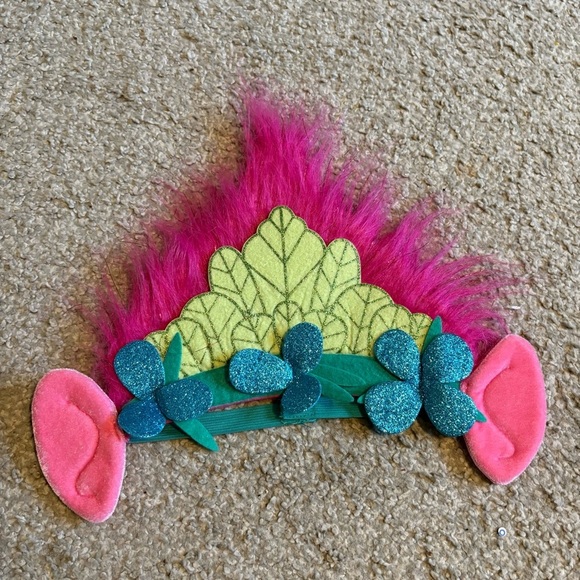 Troll Headband Hair Fuzzy Pink Green Poppy Kids - Picture 3 of 4